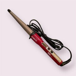 Conair YOUcurl Curling Wand Tourmaline Ceramic Conical Iron Red Silver